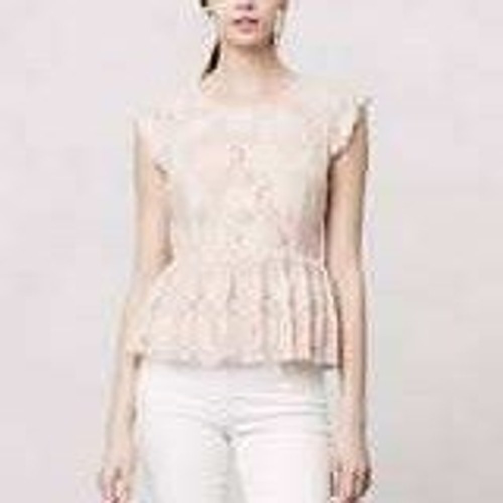 Anthropologie Maeve Solstice Lace Overlay Peplum Top Size Med